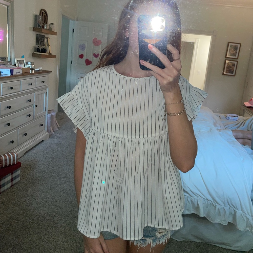 Striped Ruffle Top - Picture 2 of 5
